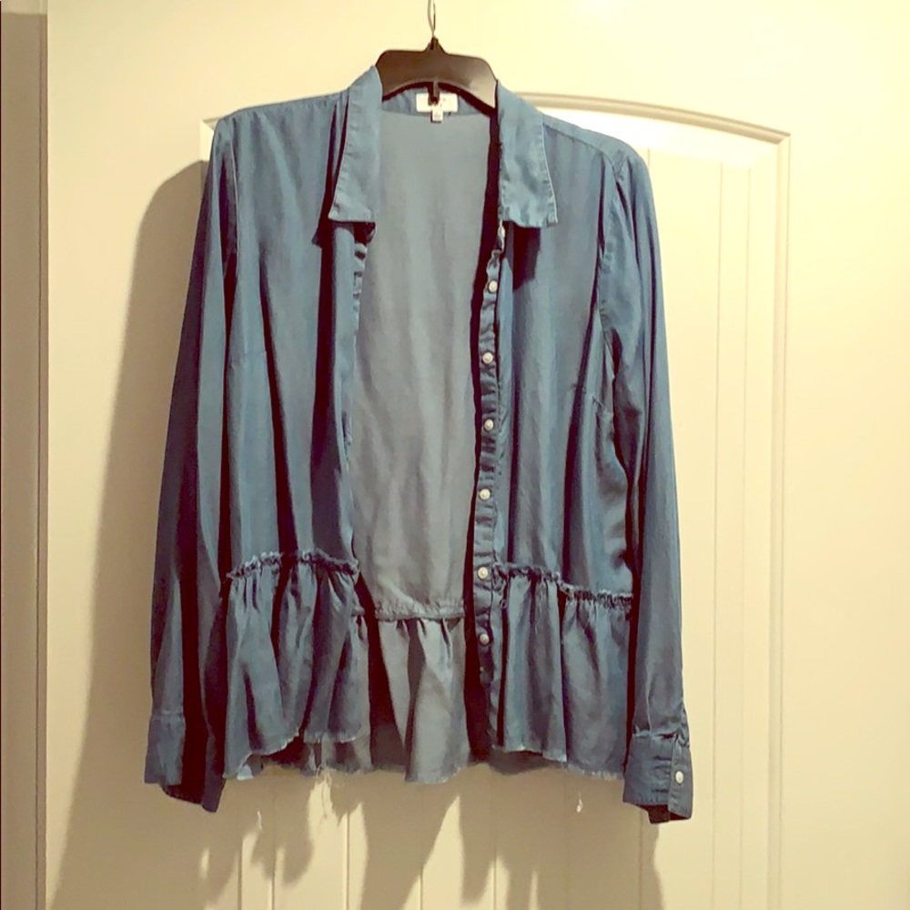 Blue jean button down baby doll shirt